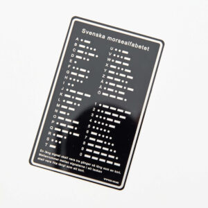 Svenska morsealfabetet - svart kort i aluminium.