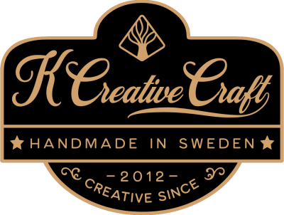 K Creative Craft - Handmade in Sweden - Brun text på svart bakgrund